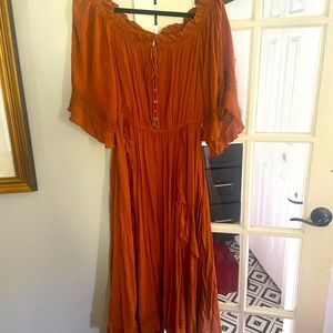 Coral color Free people dress. Xs. No stains/worn once.